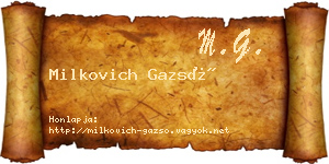 Milkovich Gazsó névjegykártya